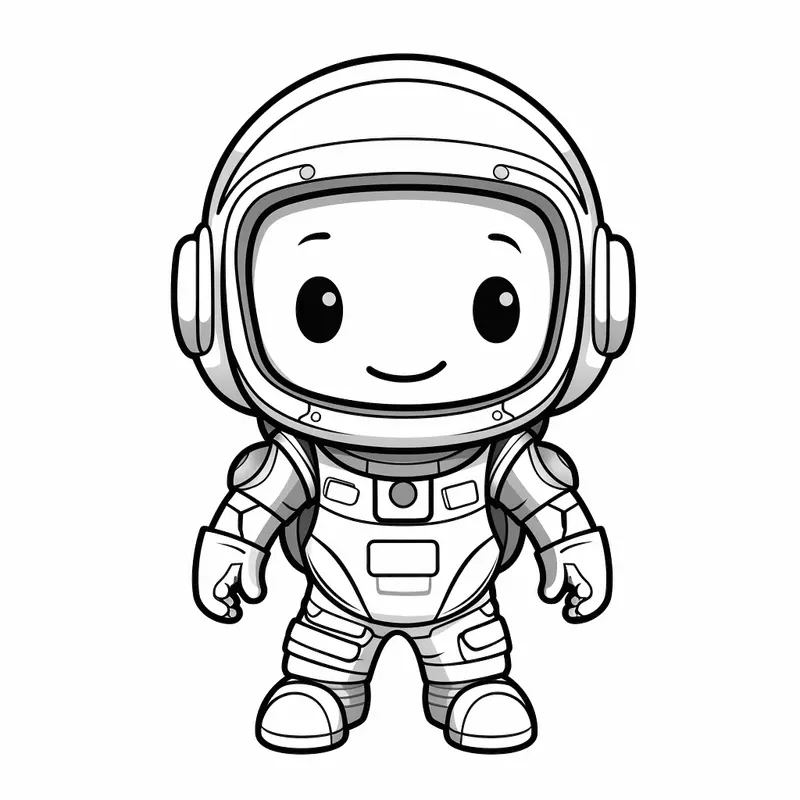 Line drawing of a friendly astronaut ready for a space adventure!